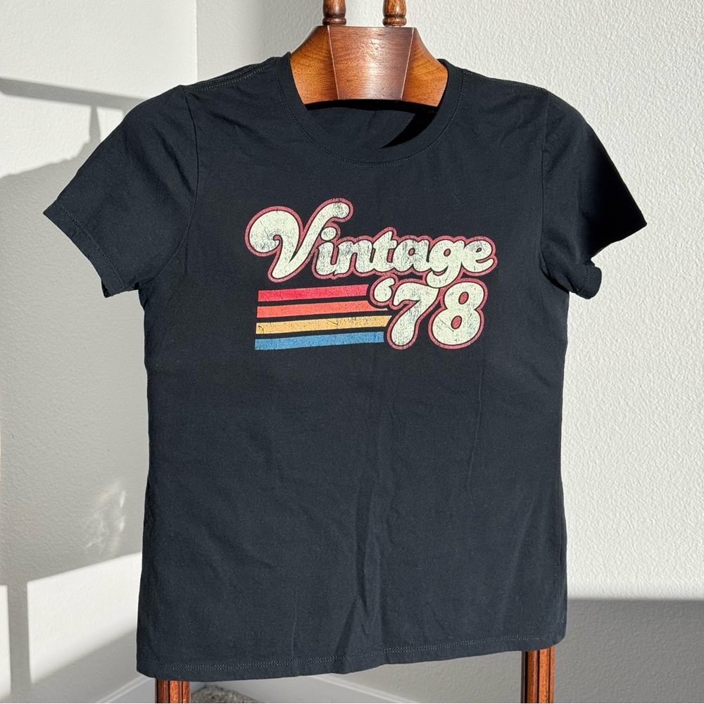 Vintage ’78 Retro Graphic T-Shirt Gildan Black 100% Cotton Tee Size M 70s Style